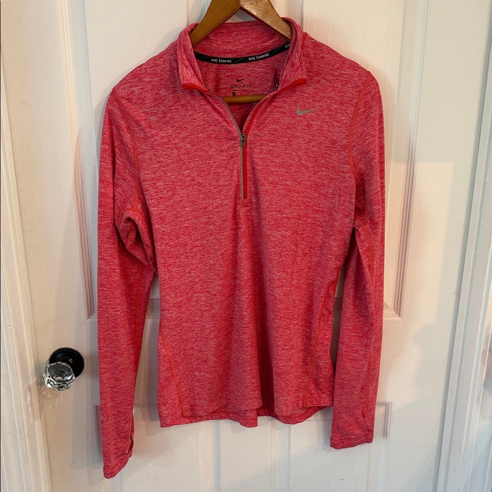 Nike Heathered Red 1/4 Zip Performance Top